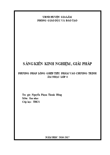 Báo cáo Giải pháp Phương pháp lồng ghép tiểu phẩm vào chương trình Âm nhạc Lớp 8