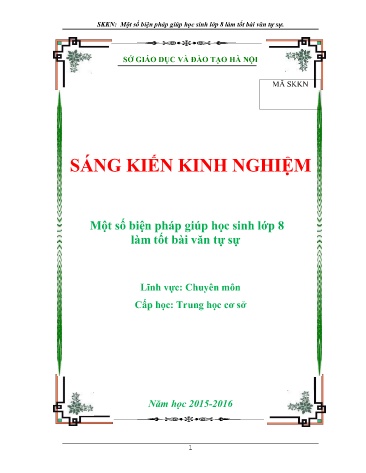 Sáng kiến kinh nghiệm Một số biện pháp giúp học sinh Lớp 8 làm tốt bài văn tự sự