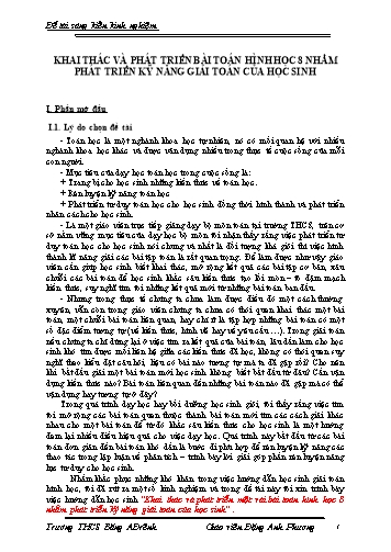 SKKN Khai thác và phát triển bài toán Hình học 8 nhằm phát triển kỹ năng giải toán của học sinh