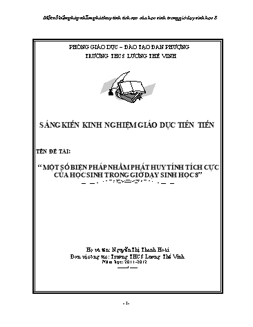 SKKN Một số biện pháp nhằm phát huy tính tích cực của học sinh trong giờ dạy Sinh học 8