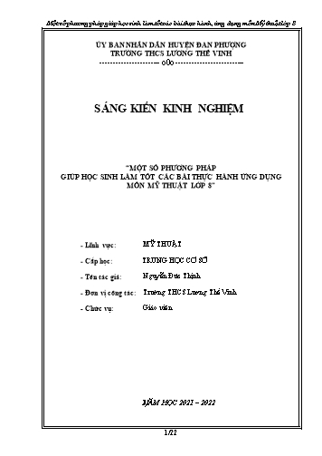 SKKN Một số phương pháp giúp học sinh làm tốt các bài thực hành ứng dụng môn Mỹ thuật Lớp 8