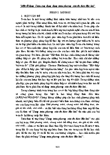 Sáng kiến kinh nghiệm Một số dạng Toán ứng dụng dạng toàn phương của đa thức bậc hai
