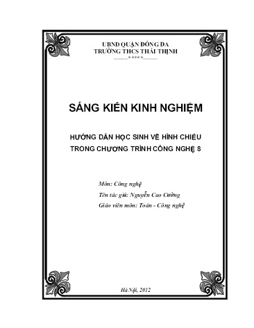 Sáng kiến kinh nghiệm Hướng dẫn học sinh vẽ hình chiếu trong chương trình Công nghệ 8