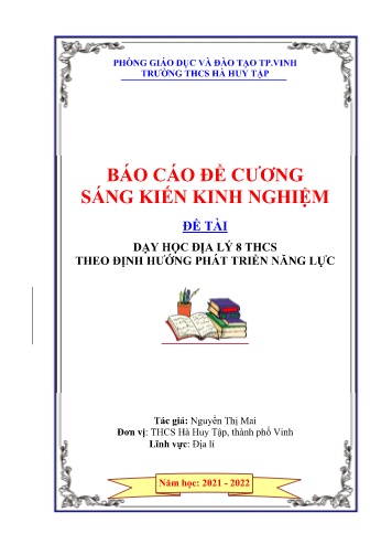 Đề cương Sáng kiến Dạy học Địa lý 8 THCS theo định hướng phát triển năng lực