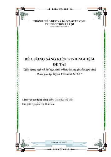 Đề cương SKKN Xây dựng một số bài tập phát triển sức mạnh cho học sinh tham gia đội tuyển Vovinam THCS