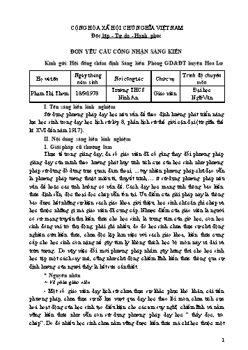 SKKN Sử dụng phương pháp dạy học nêu vấn đề theo định hướng phát triển năng lực học sinh trong dạy học Lịch sử Lớp 8, phần lịch sử thế giới cận đại (từ giữa thế kỉ XVI đến năm 1917)