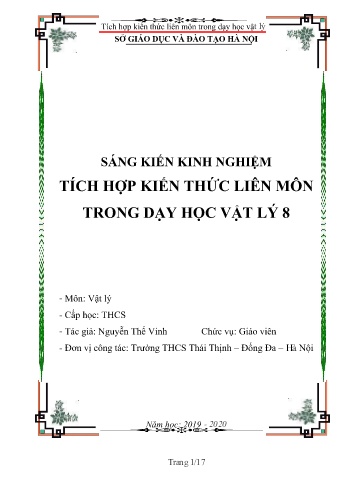 SKKN Tích hợp kiến thức liên môn trong dạy học Vật lý 8